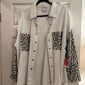 ARULA Ivory and Brown Leopard Print Shirt